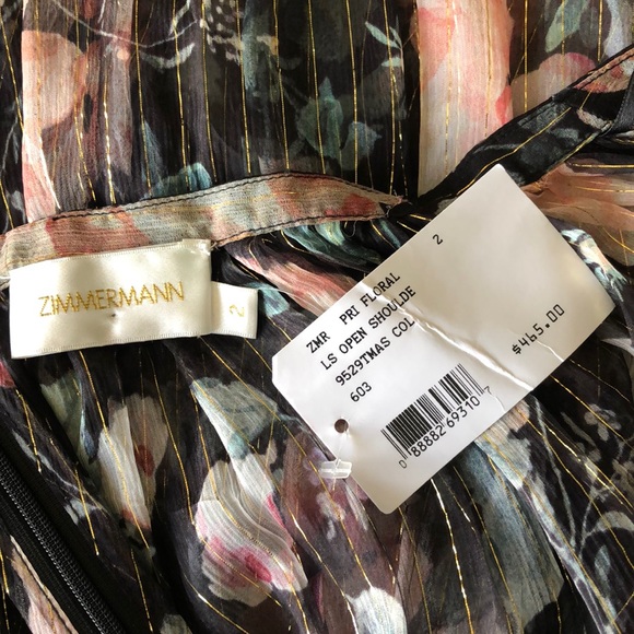 Zimmermann silk blouse with floral print Sz 2 6-8 - Picture 8 of 10